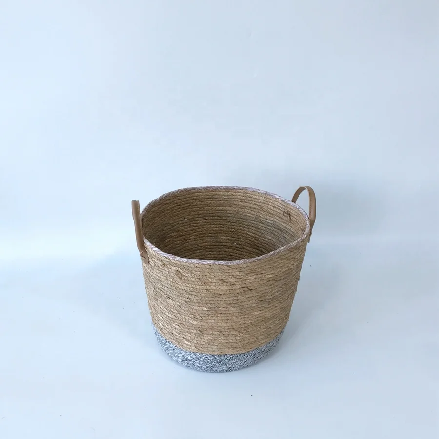 
most fashionable design round paper straw sewing laundry basket for blanket in living room 