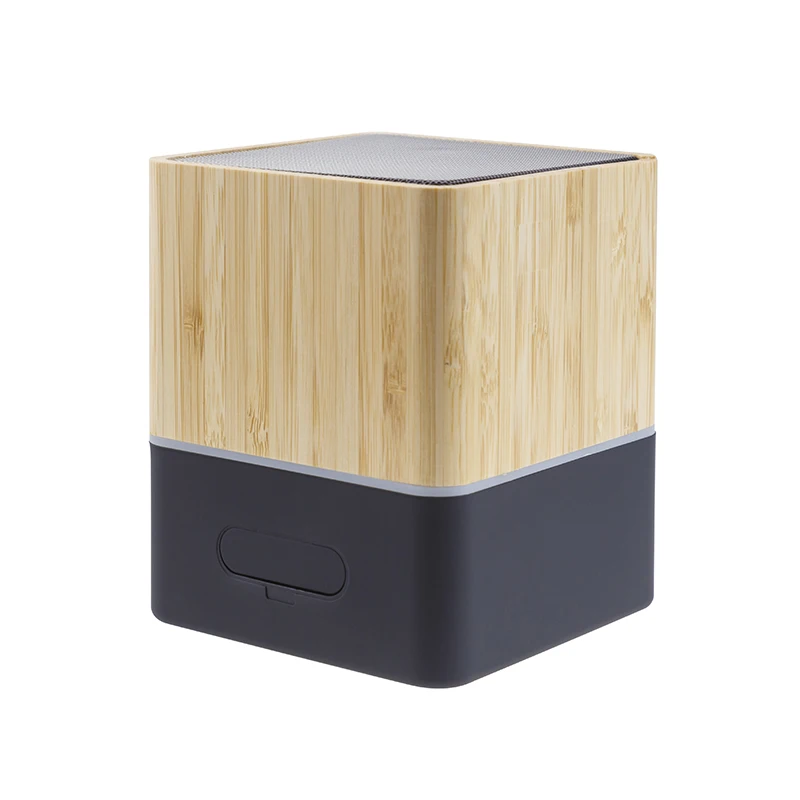 Gift Bamboo Custom Logo FM Radio 5W RGB Led Speaker Powered Portable bluetooths speaker