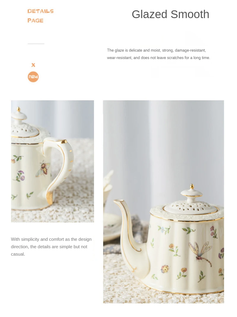 English Afternoon Tea European Rotary Tea Set Ceramic Coffee Cup Household Teapot Complete Set of Luxury