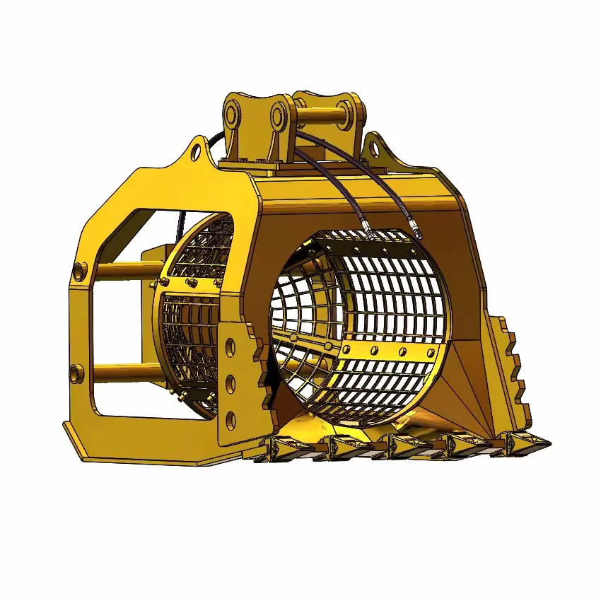 Factory Direct Selling Other Skid Steer Screening Soil Stones Sieving Rotary Screen Rotating Bucket