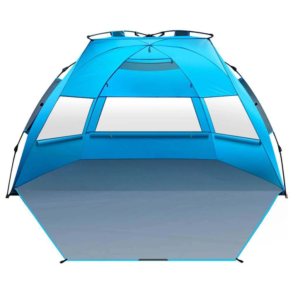 Waterproof Instant Hexagon Half Beach Tent Easy Cabana UPF 50+ Portable Folding Pop Up Shade for 3 to 4 Person for Family