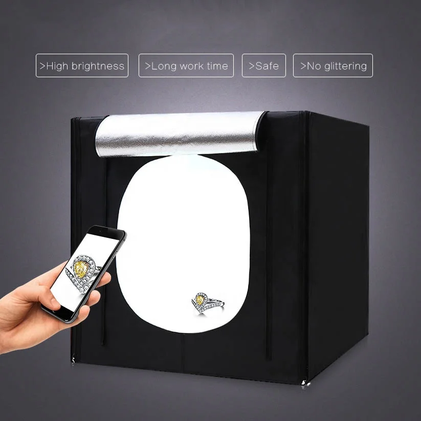 80cm photography light box  with 2 led strip in 160 LEDs & 3 Backdrops for studio video shooting