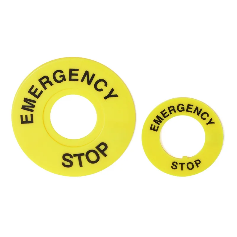 22mm Emergency stop button switch sign warning sign yellow card emergency stop sign STOP warning circle 60/40mm