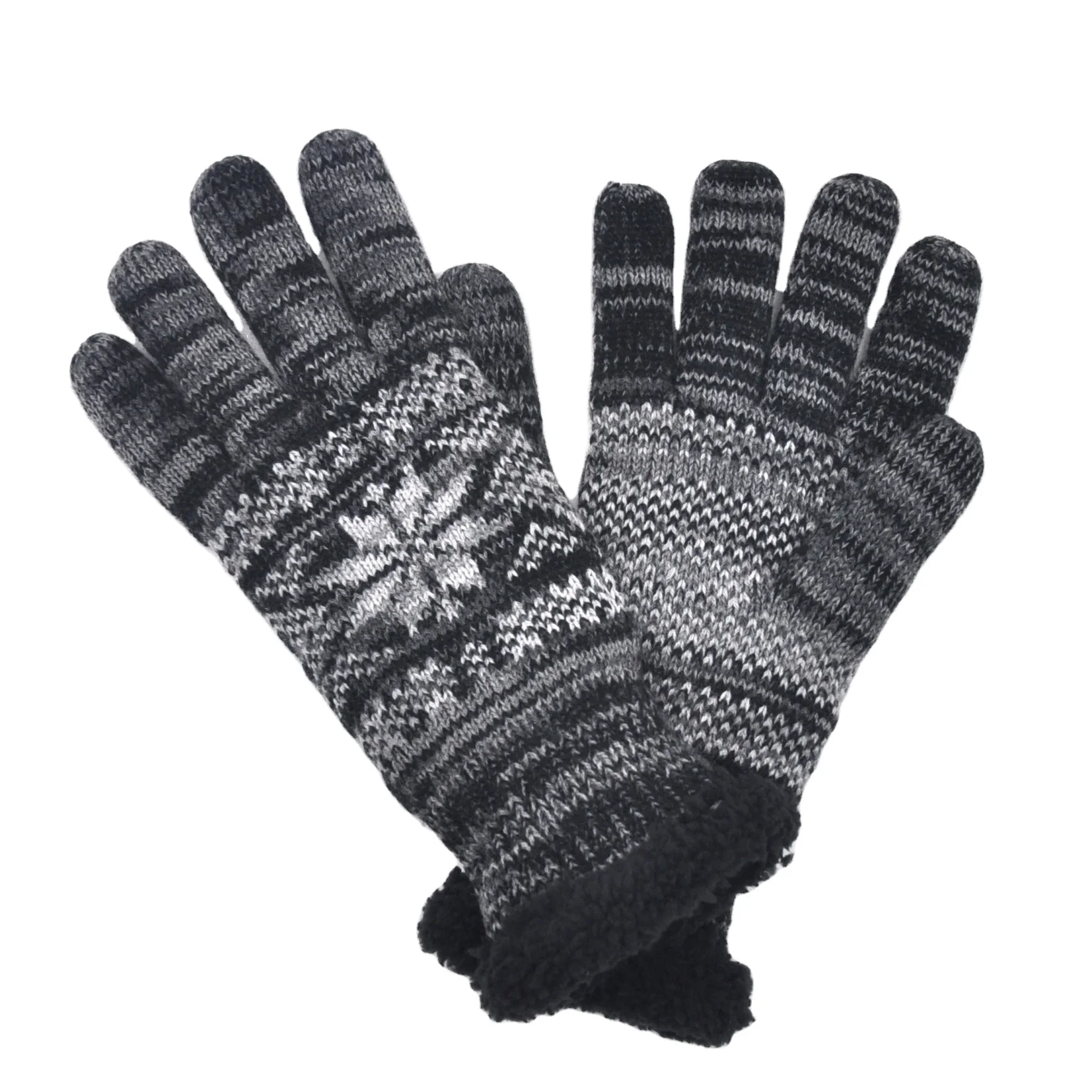 Пользовательские зимние мужские теплые тянущиеся вязаные варежки с пальцами жаккардовые шерстяные перчатки лыжные теплые перчатки