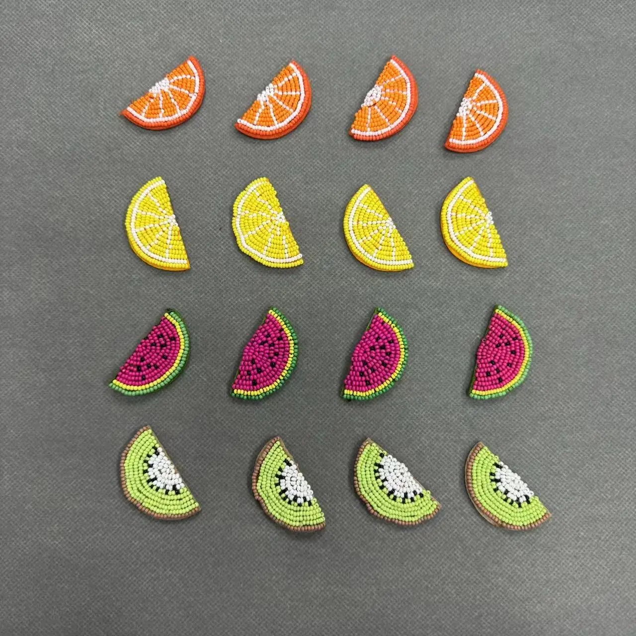 ZSY handmade Yellow Lemon Orange Kiwifruit Watermelon Fruit Seed Beaded Sequins Applique Patch for Jacket Socks Hat Clothing DIY