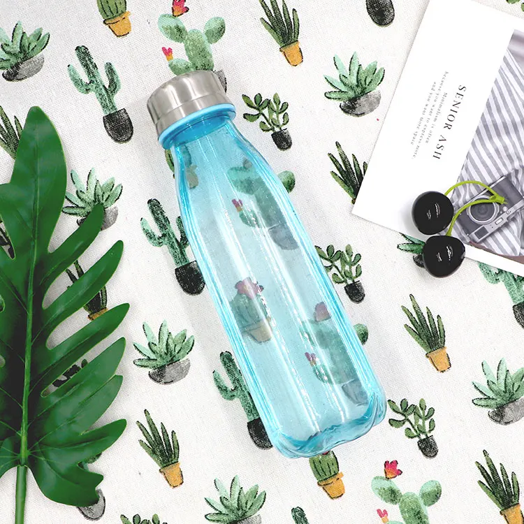 Real Bpa free pet plastic waterbottle with stainless steel cap
