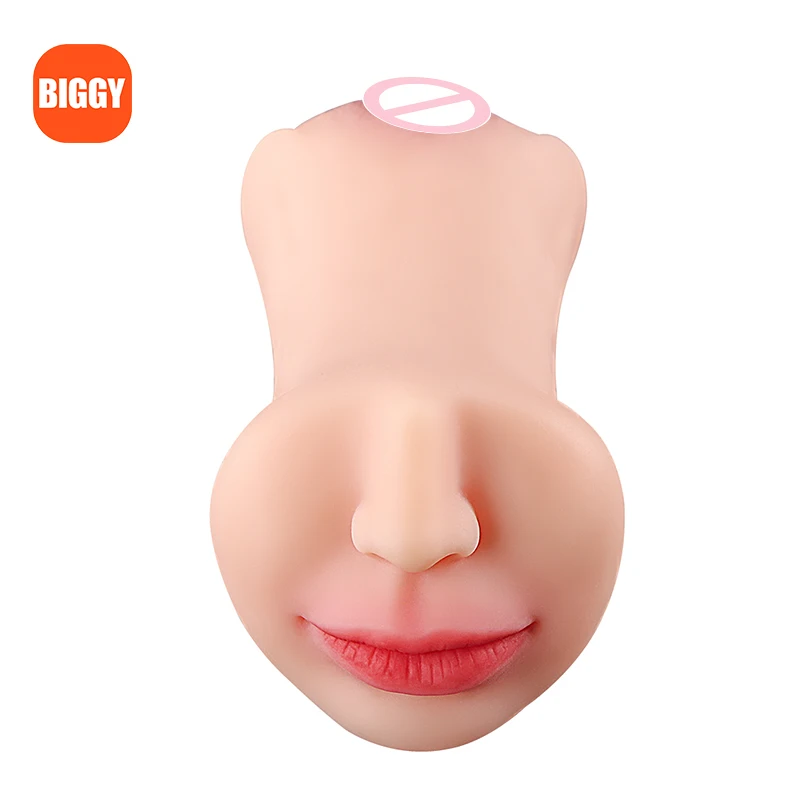 Double hole Oral 3D Airplane Cup Brown Deep Throat Elastic Odorless Realistic Oral Masturbation Cup