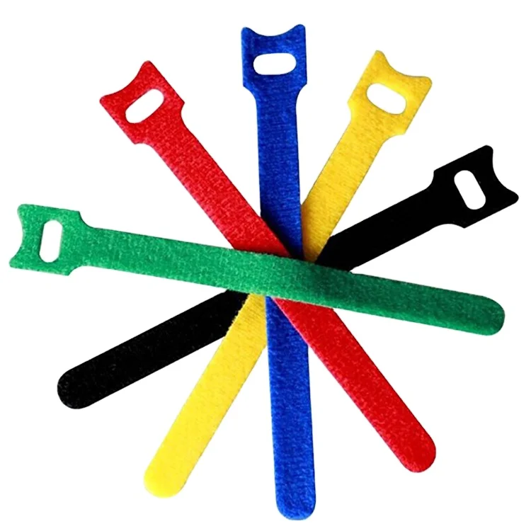 Custom logo back to back adjustable hook and loop cable ties