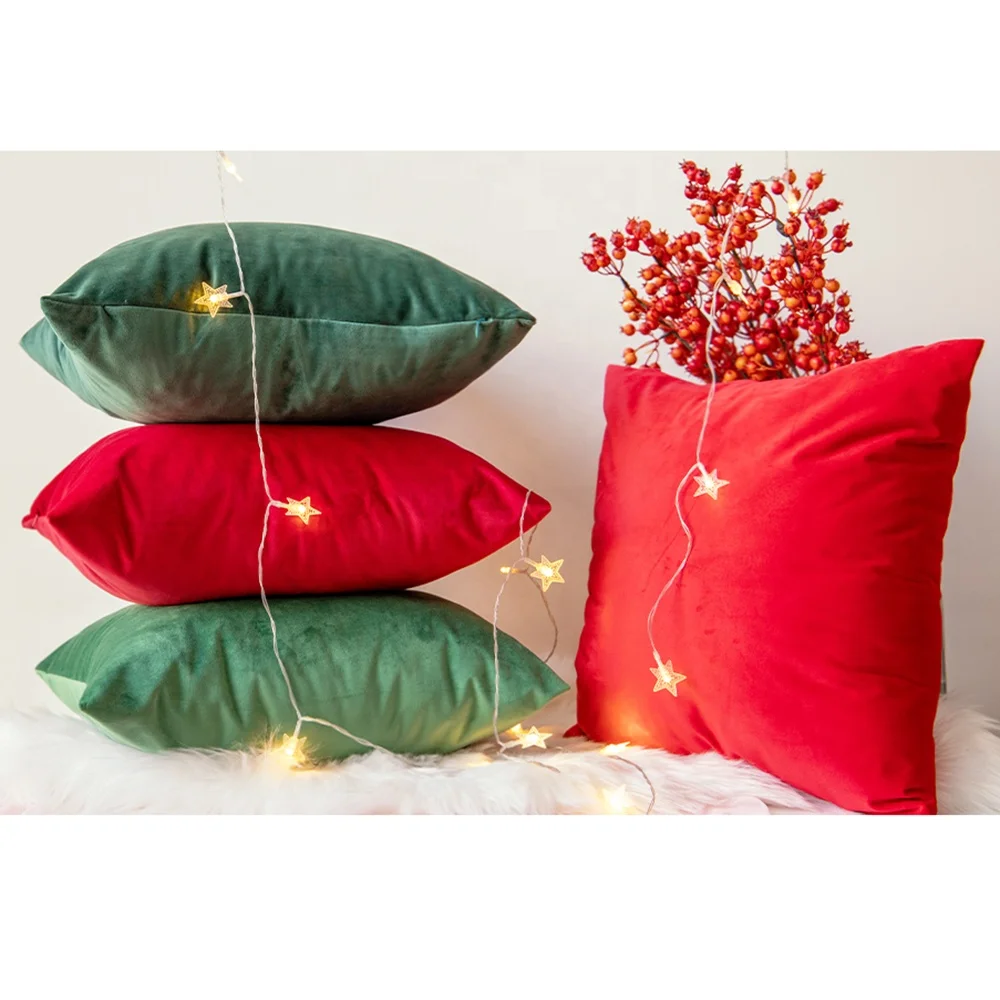 High-quality classic soft velvet fabric Christmas colorsThrow Pillow Covers for Sofa Couch Living Room Bedroom 18x18inch