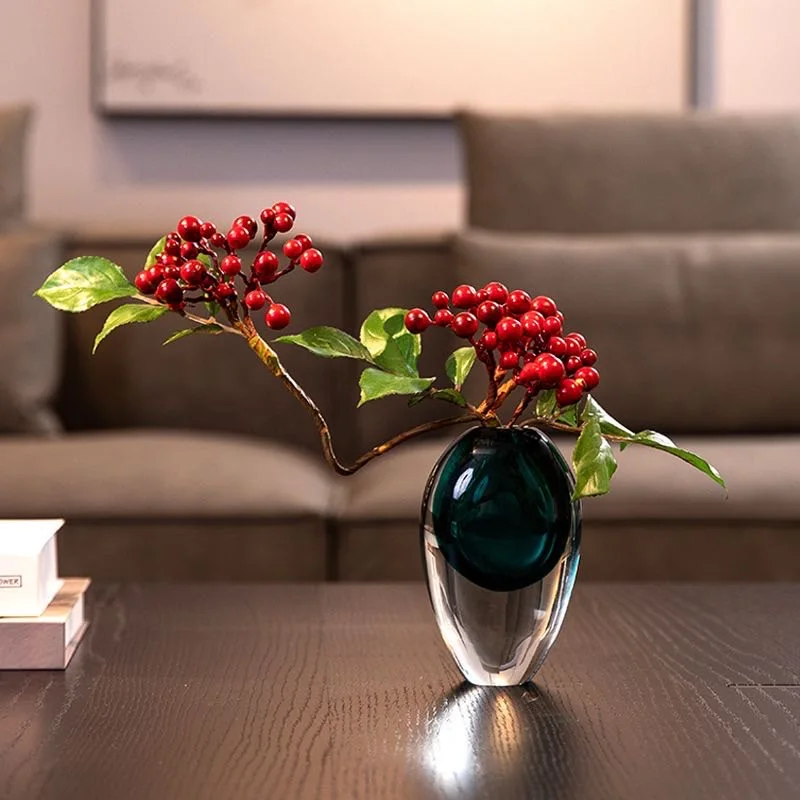 Tabletop Vase Unique Shaped Crystal Glass Vase for Home Office Wedding Decoration Bohemian