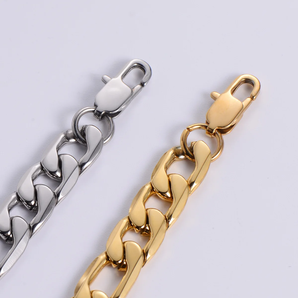 men luxury jewelry 14k gold plated Cuban link curb Figaro chain stainless steel bracelets