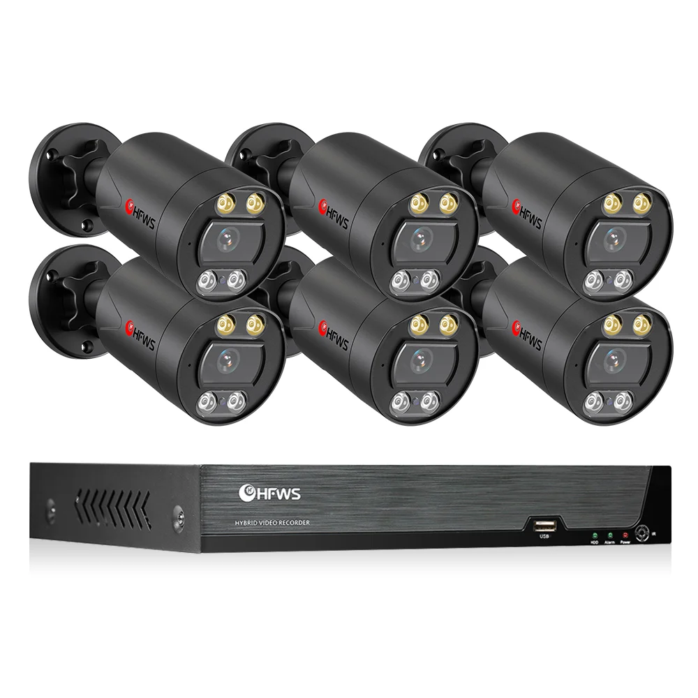 Cctv Camera Kit 8ch with Full HD 6 pcs Outdoor IP Bullet CCTV Camera Home Security CCTV System