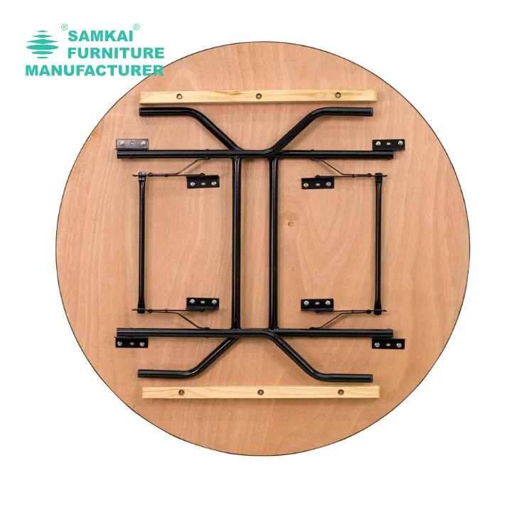 SK-ZDZ-F003 Sophisticated Round Folding Wood Table 48in for Luxurious Outdoor Events and Hotel Banquets