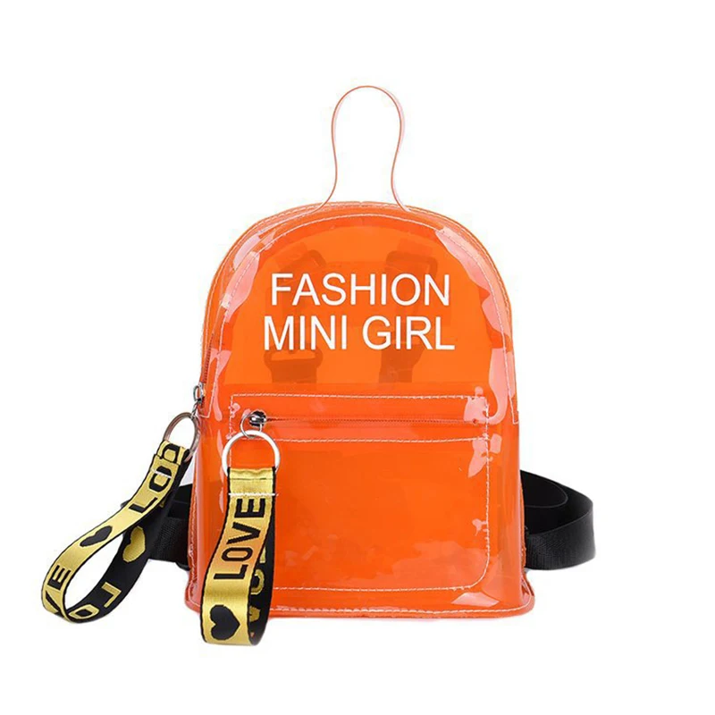 Women Candy Backpack For Child Small PVC Waterproof Clear Letter Print Student Shoulder School Bag Jelly Transparent Backpack