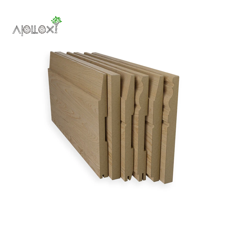 Apolloxy Manufacturer 120Mm 150Mm Floor Skirting Wooden Baseboard Skirting Board Pvc Mdf Skirting