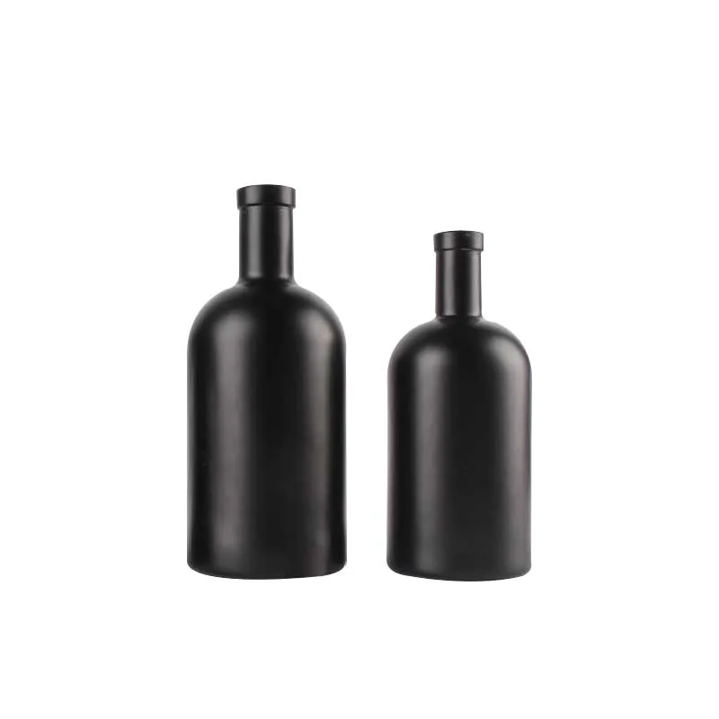 Matte Black Empty Liquor Bottle 500ml 750ml Nordic Gin Whiskey Vodka Spirit Glass Bottle 1000ml for Liquor Rum