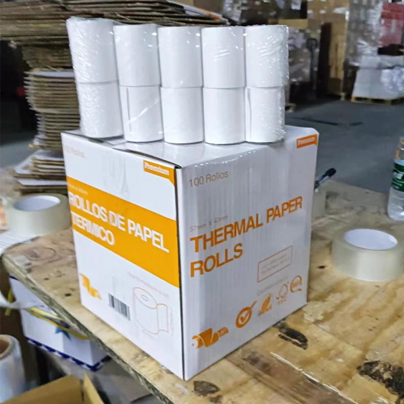 Sailing paper thermal billing roll cash register paper for pos machine 57*40mm dark and clear image
