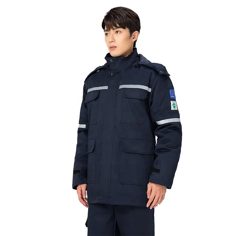 Factory Wholesale Winter Warm Hi Vis Protection Safety Work Wear Uniform Anti-Static Cotton Labor Cotton Jackets Trousers Set