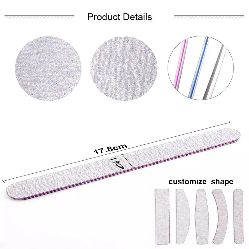 
Wholesale Professional Nail Files And Buffers 100 180 Imported Sandpaper Double Side Straight Shape Nail File 