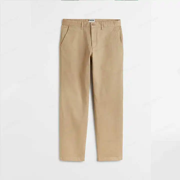 Wholesale Fashion High Quality Custom Logo Wide Leg Men Trousers Zipper Stretchy Cotton Nylon Casual Khaki Mens Chinos Pants
