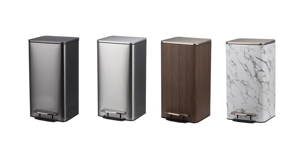 9L 12L 15L 20L 30L rectangle marble grain step bin dust bin for kitchen waste