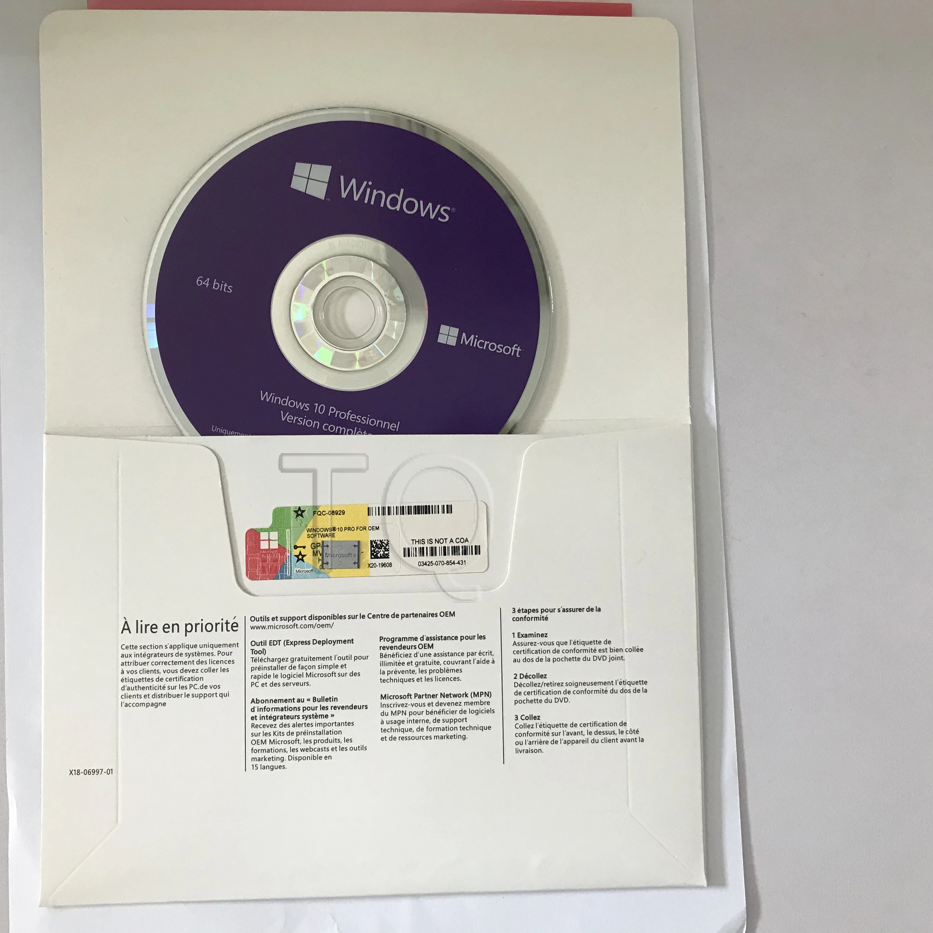 
 Оптовая продажа windows 10 pro Оригинальный OEM полный пакет французский язык Бесплатная доставка DHL  