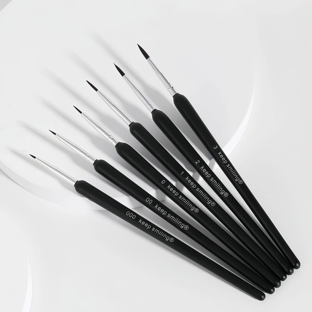 Keep Smiling 6pcs Detail Paint Brushes Drawing Nylon Hook Line Pen For Acrylic Watercolor Painting