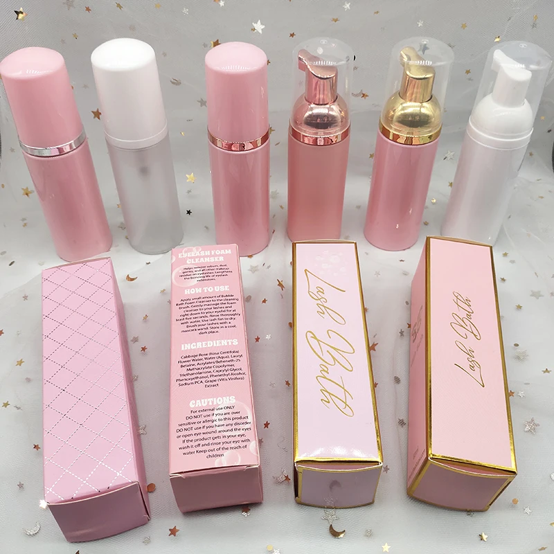 flacon vide shampooing cils 50ml rose water lash shampoo custom logo and box eyelash extensions aftercare kit
