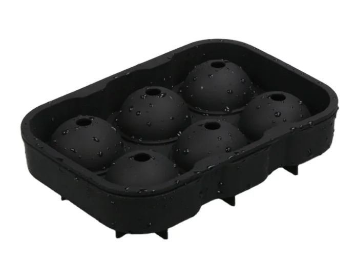 Large Size   Silicone  Sphere  Shaped  6 Ice Cube Tray Durable Silicon Ice Cube With Lids