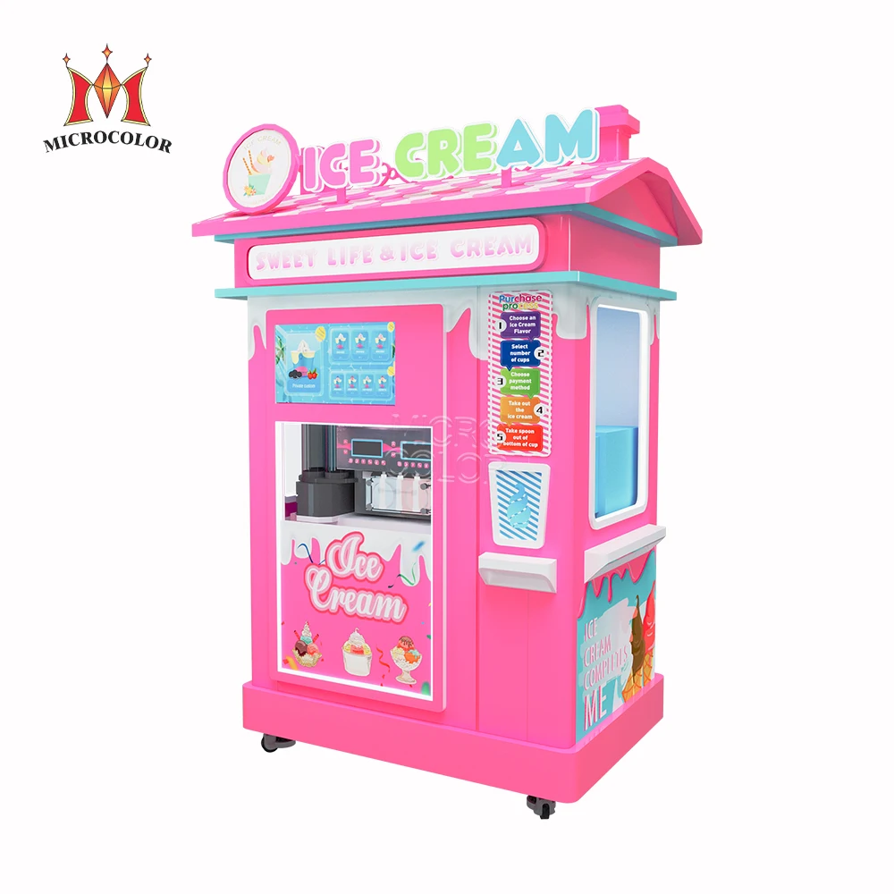 Automatic Ice Cream Robot Kiosk Popular Automat Soft Ice Cream Smart Vending Machine
