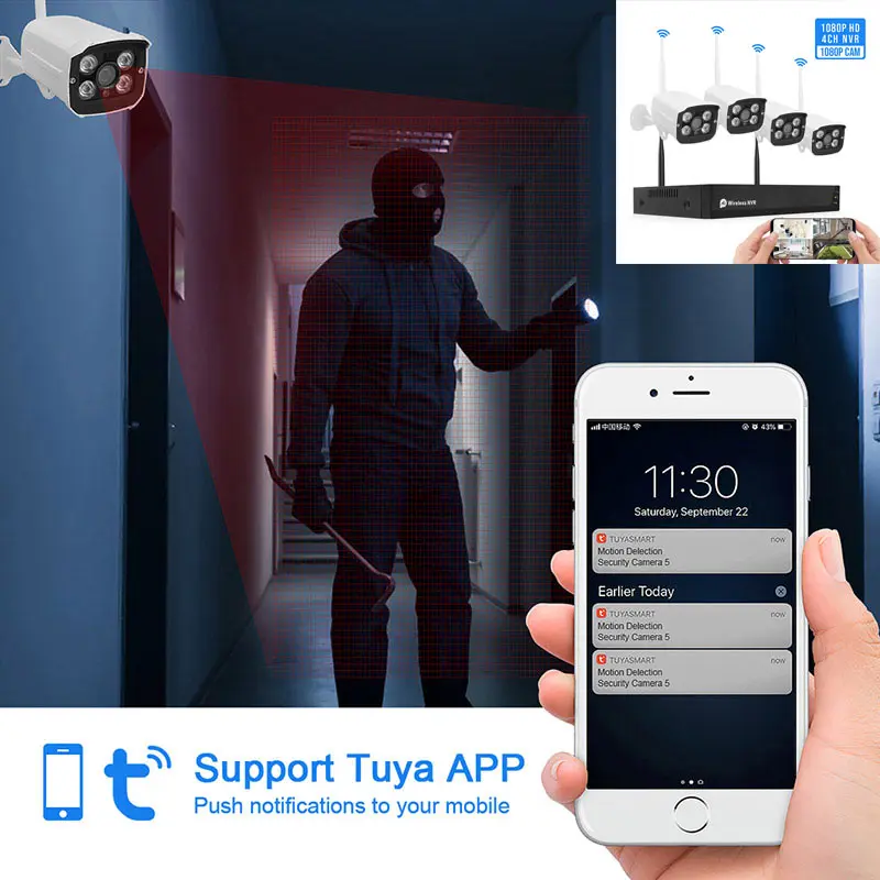 2021 Hot Selling 4CH CCTV Kit  Camera DVR NVR Security System CCTV Camera Wireless System