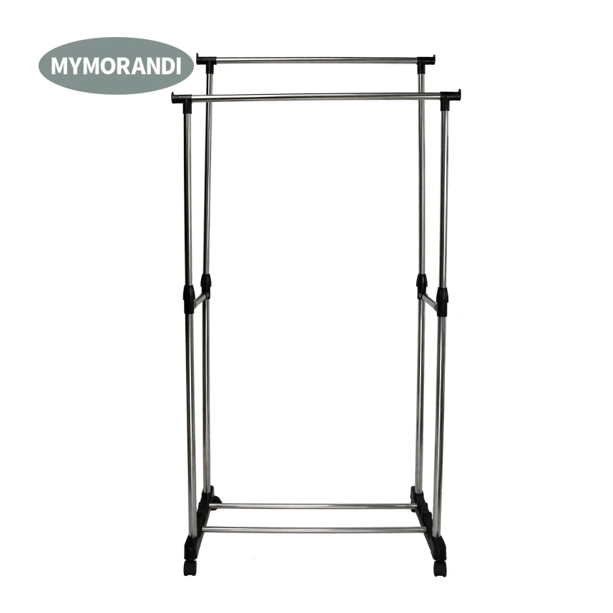 Cheap pole garment rack double row clothes dryer hanging rack e clothes hanger stand