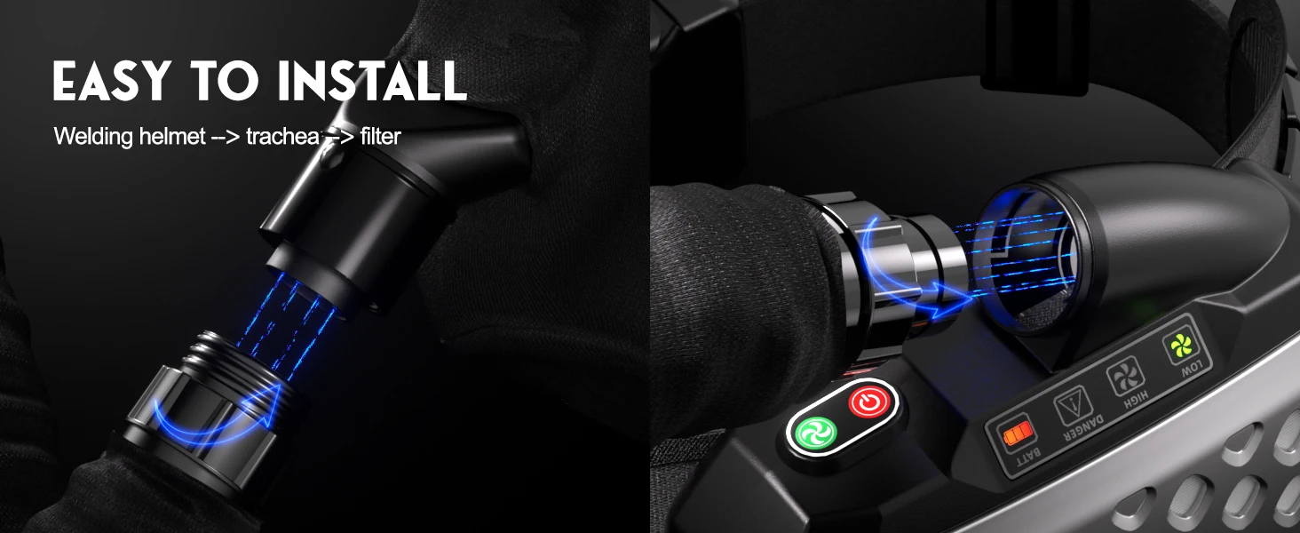 ANDELI Welding Helmet with Light 180 Degree Large Viewing Powered Air Purifying  Auto Darkening Welding Helmet