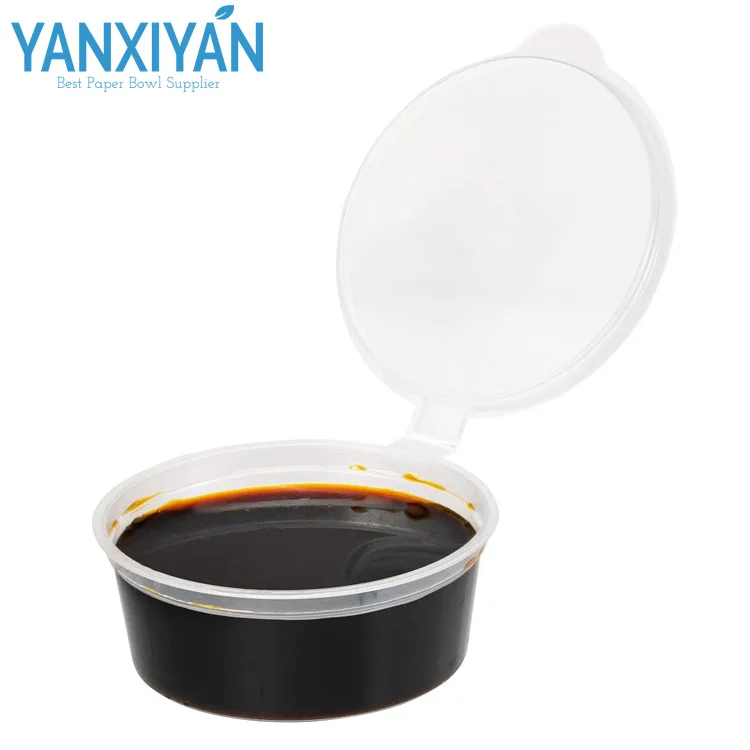 High Quality Dispoable PP Plastic Hinged Sauce Cup With Lid