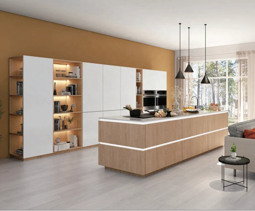 CBMMART Customized Solid Wood Kitchen Cabinet Carcase Marble Accessories Antique Classic Stone Box Style Knob Storage Surface