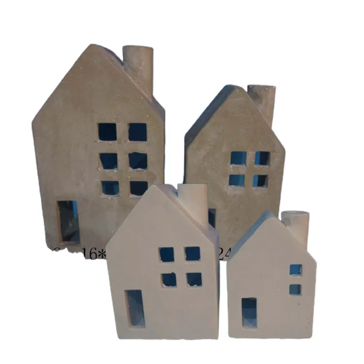 JC53 цементный подсвечник для дома с окном и дымовым отверстием, цементный поднос, домашний декор, каменная подсвечник, Рождественский Декор