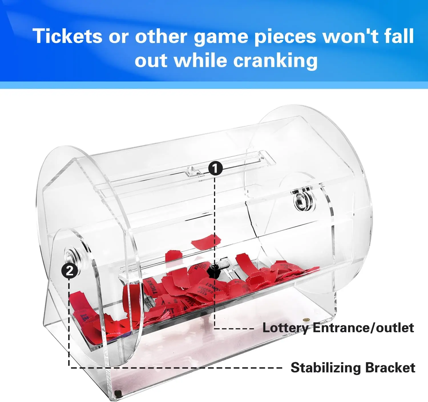 Large Size Professional Raffle Ticket Spinning Drum Acrylic Wheel Spinner Lottery Cage Acrylic Raffle Box