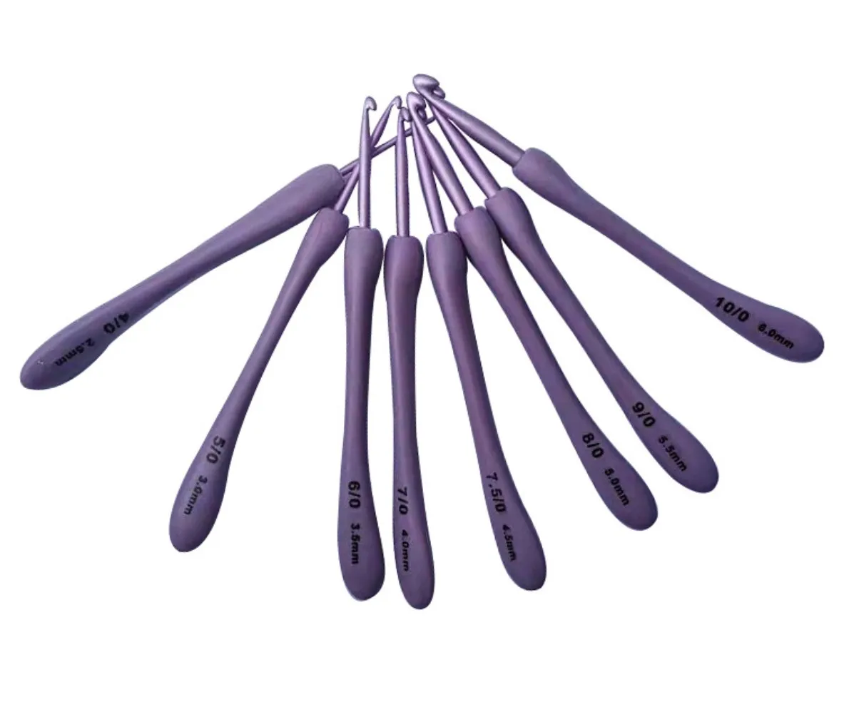 New ABS Purple Plastic Handle Alumina Crochet Set Combination Knitting Tools Including Sweater Needles 20V Voltage Pack 8 Bags