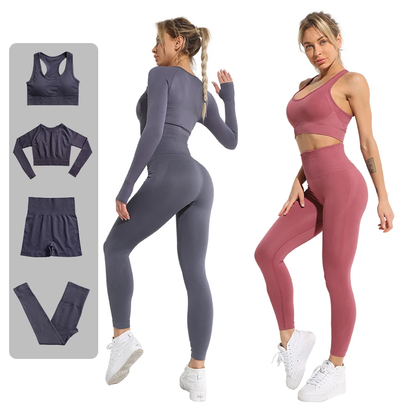 Wholesale Custom Womens Exercise Workout Sports Apparel  3 Piece Seamless Yoga Set and Gym Leggings for Women Sets