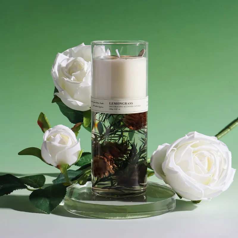 Home Decor Candle Jars Luxury Scented Candle Glass Jar Unique Design Candles Transparent White Soy Wax