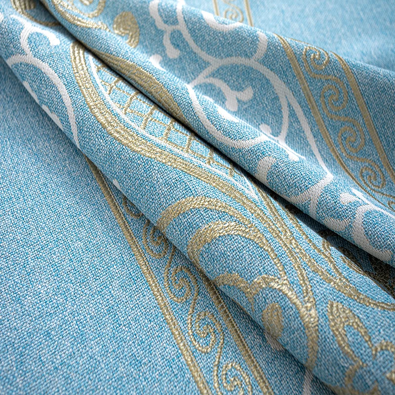 
High shading luxury linen pink embroidered textured blackout european style window curtain for bedroom 