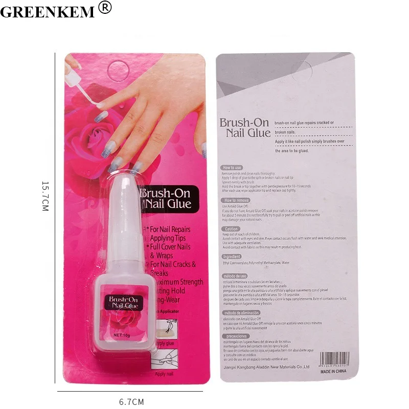 New 10g Nail Tips Glue With Brush Private Label Custom False Nail Tips Glue Acrylic Brush Manicure Tools Fast Drying Nail Glue