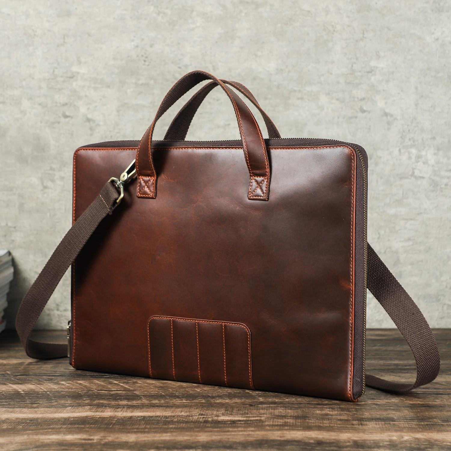 Leather Travel Laptop Briefcase Bag for 14 15.3 16.2 Inch Macbook Air M1 M2 16 Pro M3 PC Accessories Storage Case