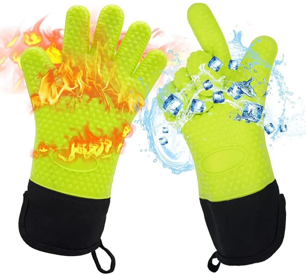 Long Waterproof Non-Slip Silicone Cooking Gloves Grilling Gloves Heat Resistant Gloves BBQ Kitchen Silicone Oven Mitts