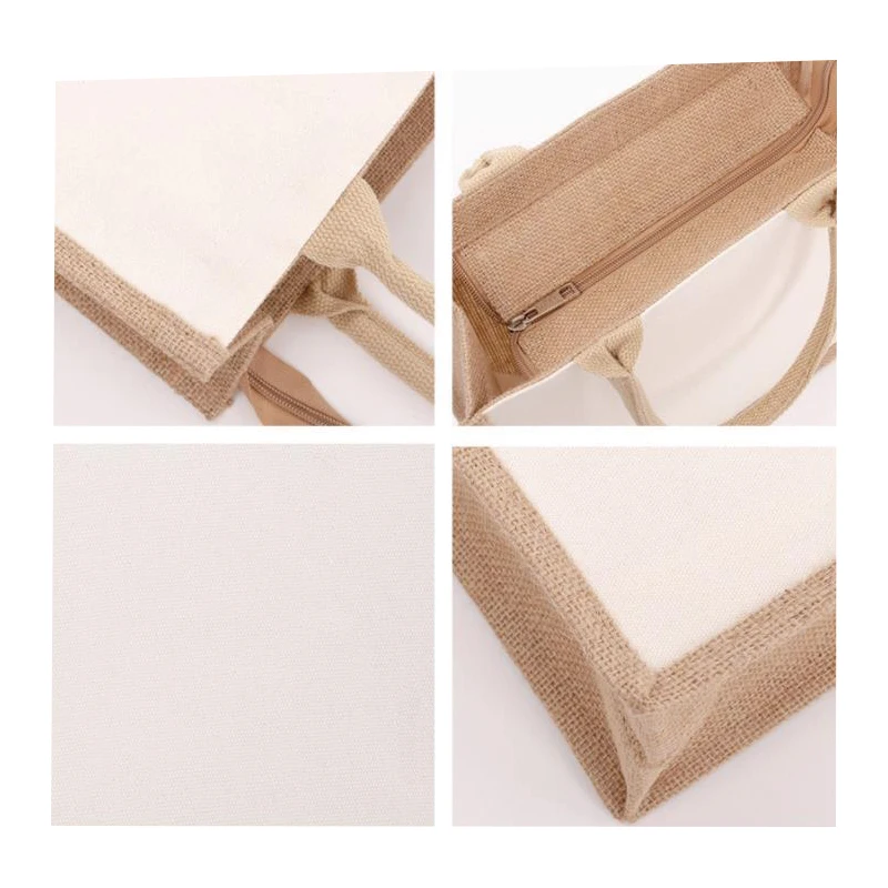 Eco friendly laminated linen bag burlap reusable hessian shopping linen tote bag with custom logo