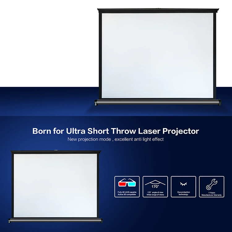 50 inch portable projector screen 16 by 9 format business desktop projection screens