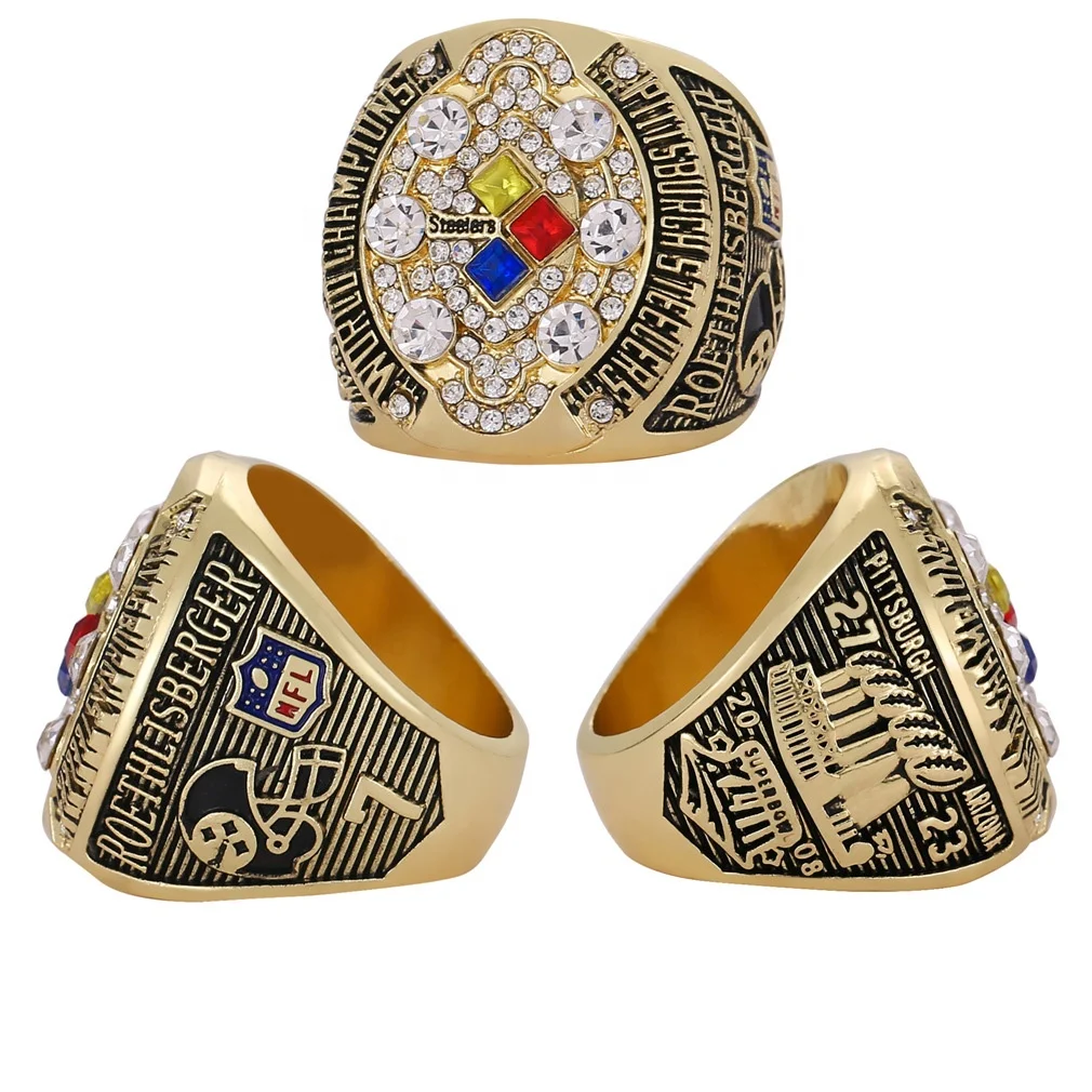Linghu Custom 43th SuperBowl кольца для футбола в подарочной коробке 2008-2009 НФЛ Pittsburgh Steelers чемпионское кольцо