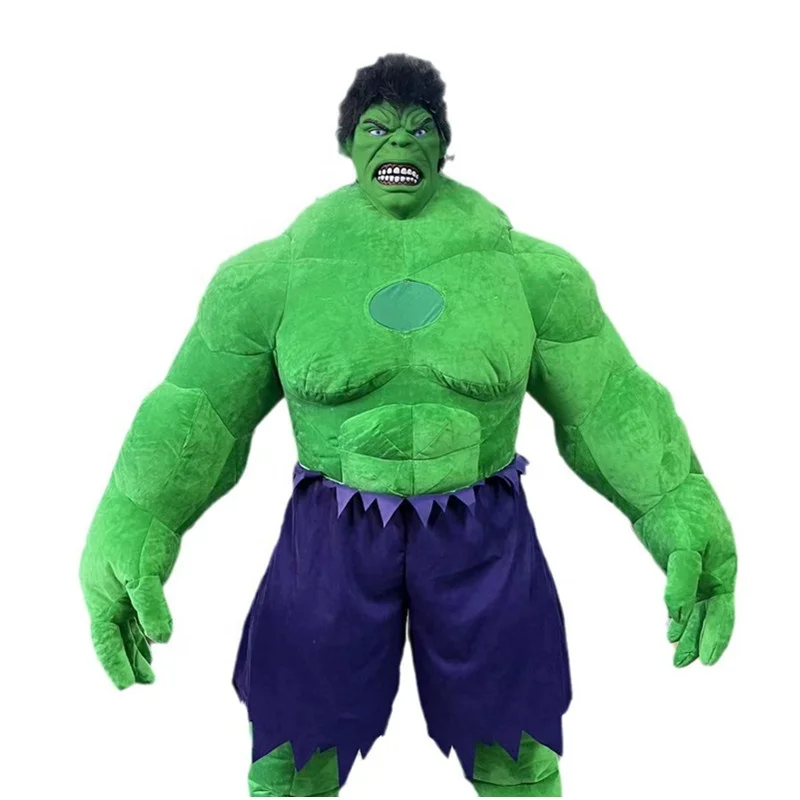 Outdoor Green Men Giant Inflatable Hulk Mascot Costume For Adult