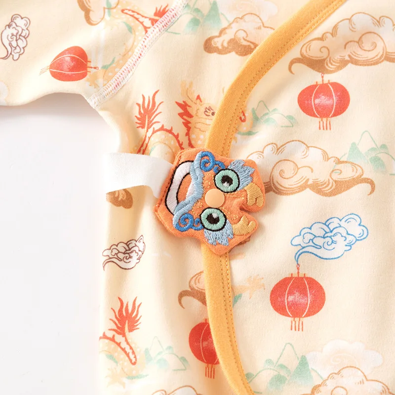 Newborn Baby National Style Tang Suit Monk Clothes Cotton Half-Back Underwear with Plate Buckle Spring Autumn Baby Jacket