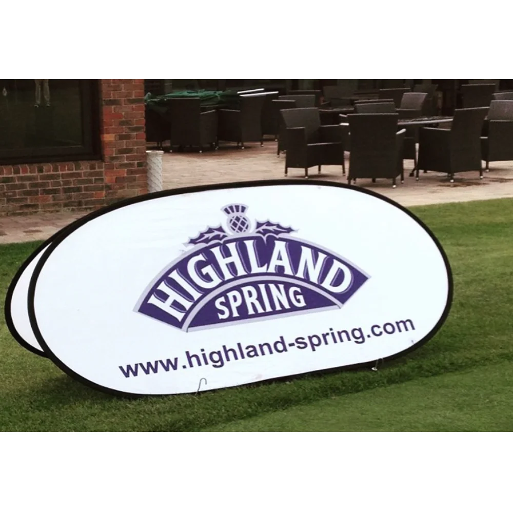 Easy to assemble Oval Side Court Banner Custom Designed Pop Up A Frame Banner for Advertising
